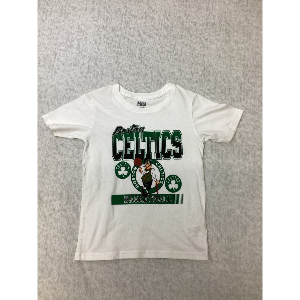 NBA Boston Celtics Kids Graphic T-Shirt White Lucky Leprechaun Size S 6/7 NWOT
